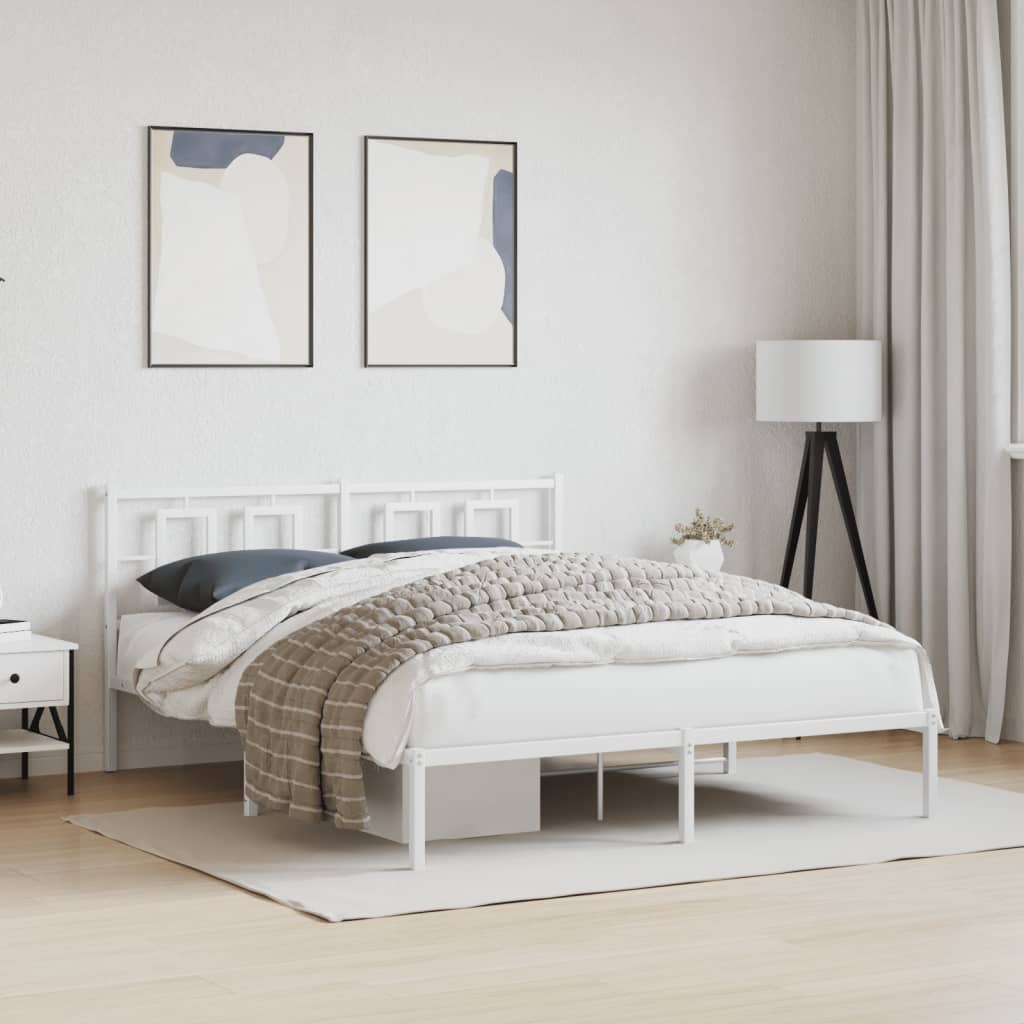 Estrutura de cama com cabeceira 160x200 cm metal branco