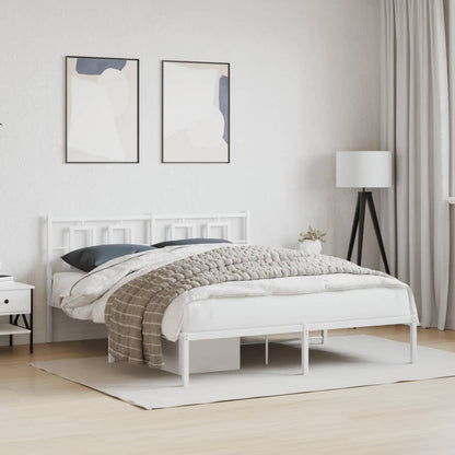 Estrutura de cama com cabeceira 160x200 cm metal branco