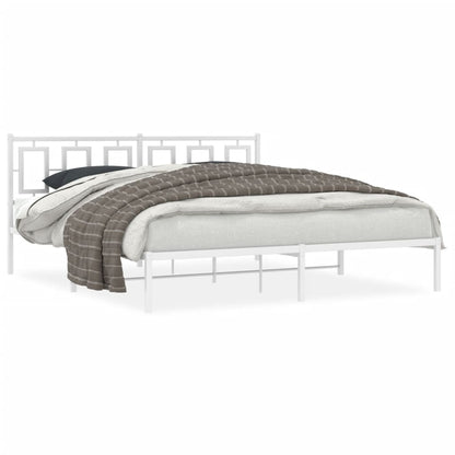 Estrutura de cama com cabeceira 180x200 cm metal branco