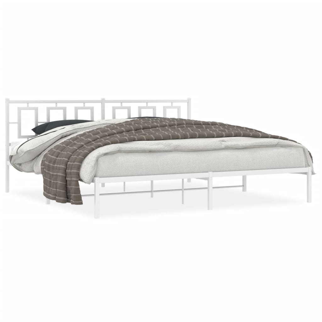 Estrutura de cama com cabeceira 193x203 cm metal branco