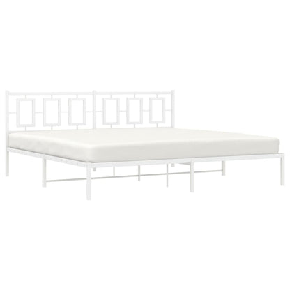 Estrutura de cama com cabeceira 200x200 cm metal branco