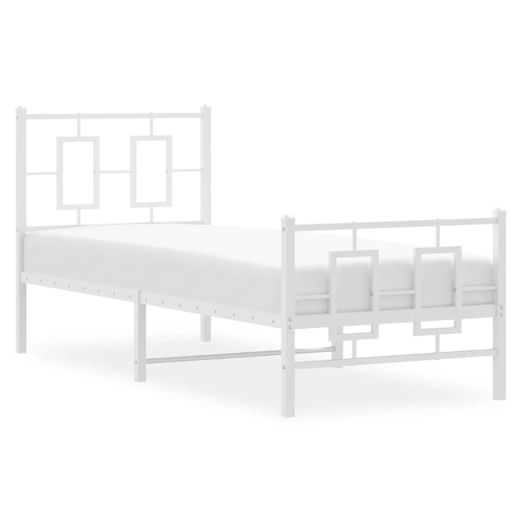 Estrutura de cama com cabeceira e pés 75x190 cm metal branco