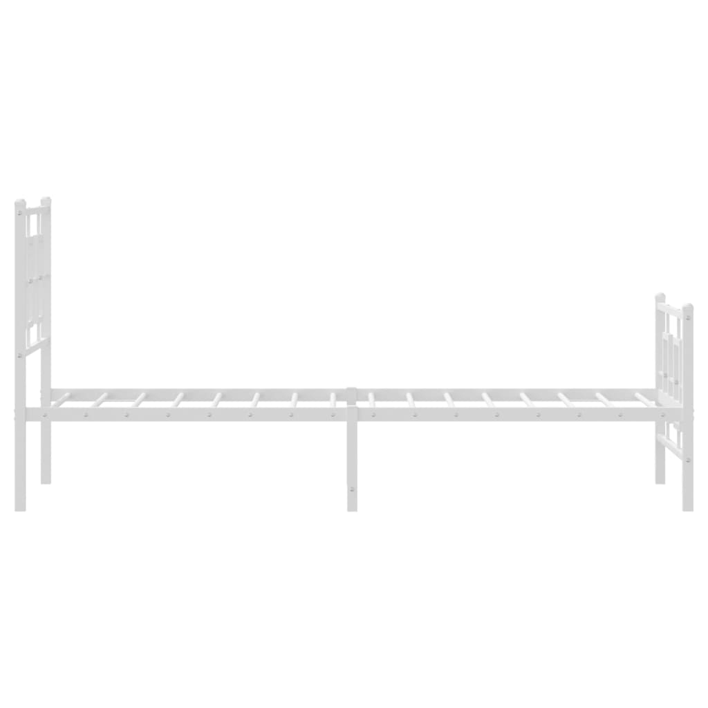 Estrutura de cama com cabeceira e pés 75x190 cm metal branco