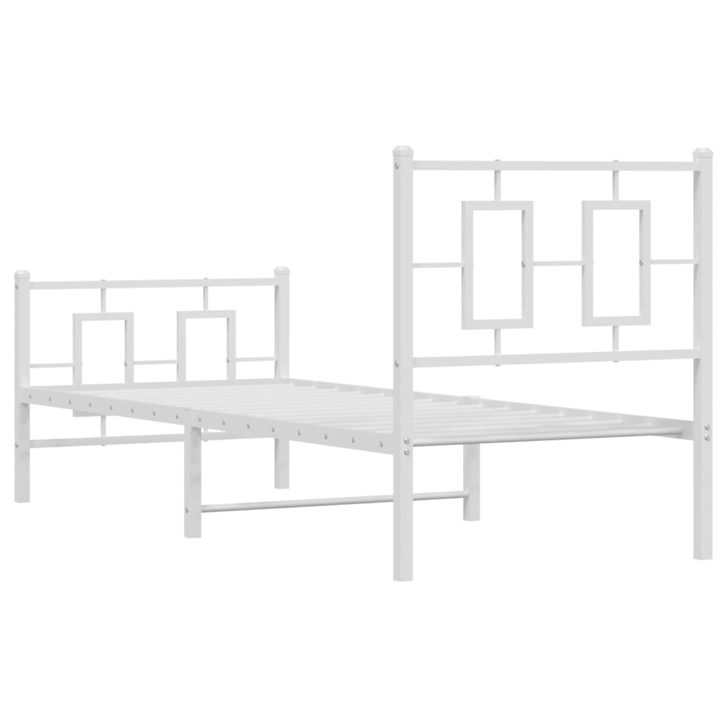 Estrutura de cama com cabeceira e pés 75x190 cm metal branco