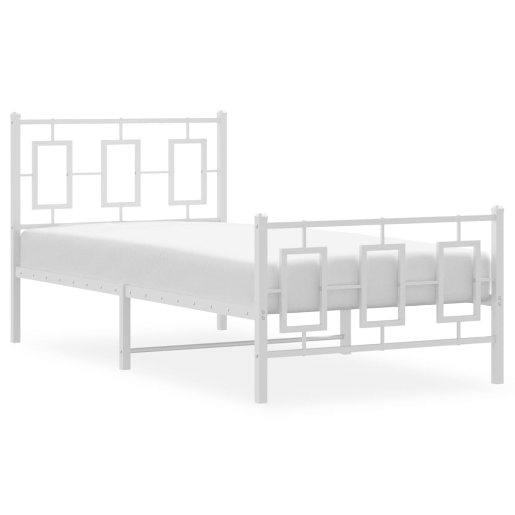 Estrutura de cama com cabeceira e pés 90x200 cm metal branco