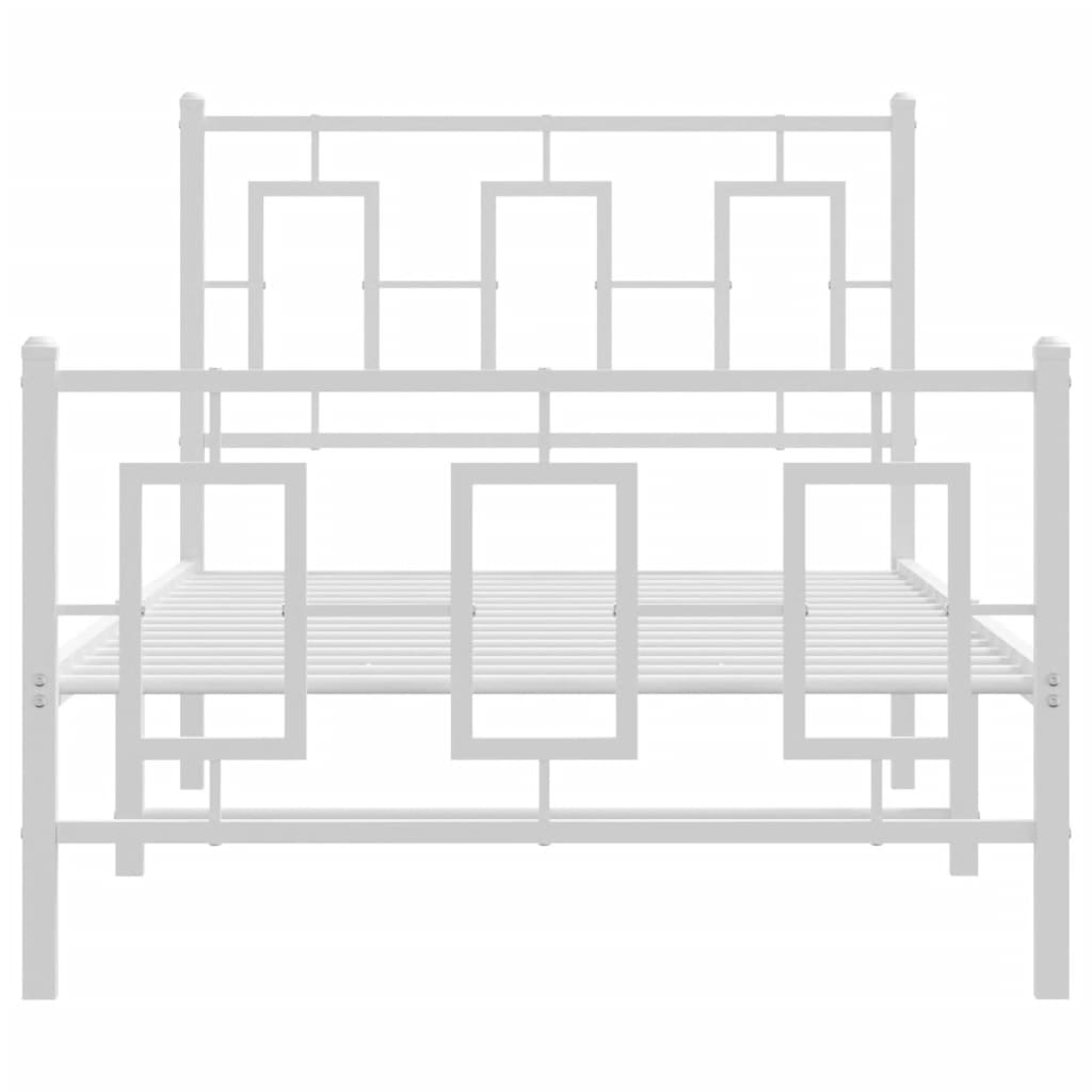 Estrutura de cama com cabeceira e pés 90x200 cm metal branco