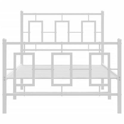 Estrutura de cama com cabeceira e pés 90x200 cm metal branco