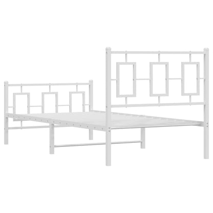 Estrutura de cama com cabeceira e pés 90x200 cm metal branco