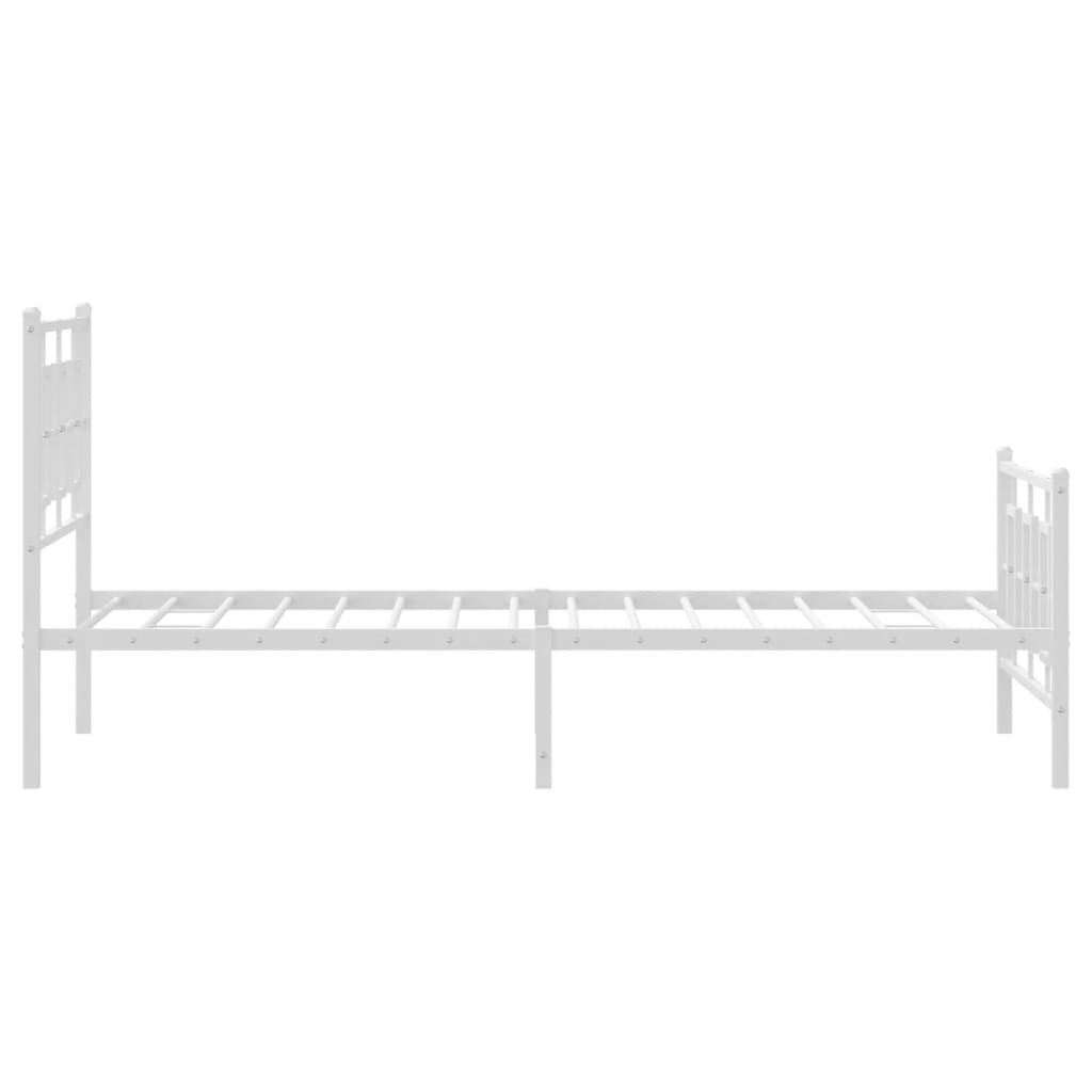 Estrutura de cama com cabeceira e pés 100x190 cm metal branco