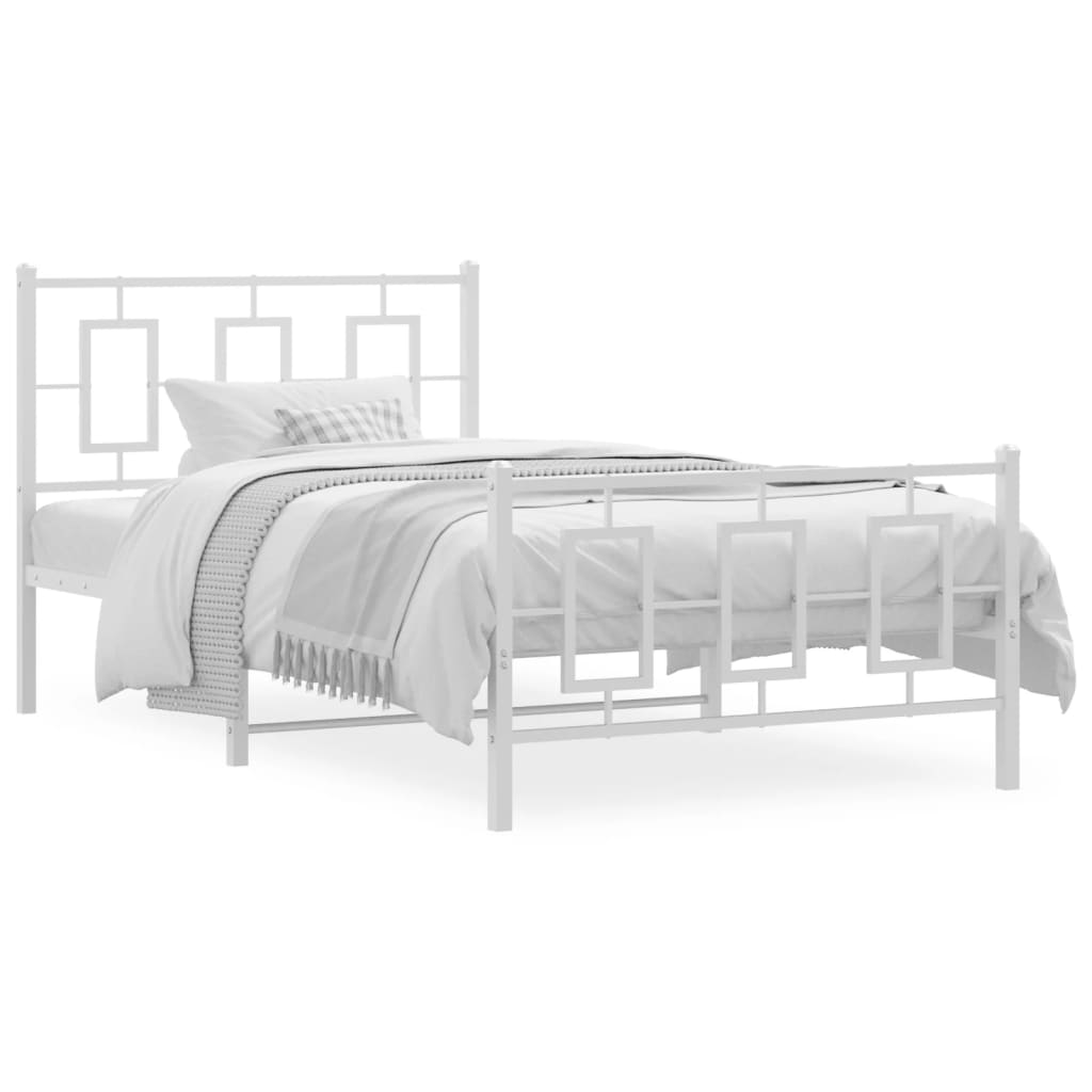 Estrutura de cama com cabeceira e pés 100x190 cm metal branco