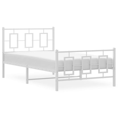 Estrutura de cama com cabeceira e pés 100x200 cm metal branco