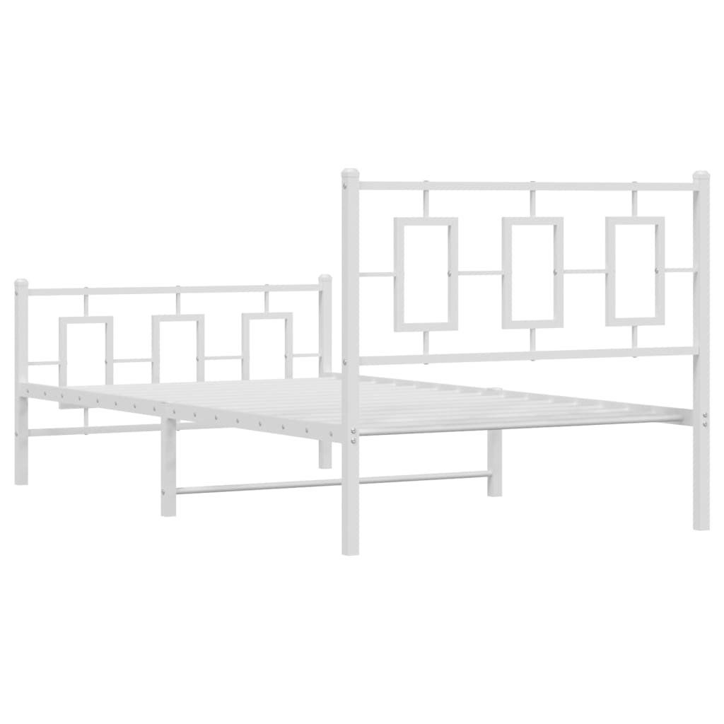 Estrutura de cama com cabeceira e pés 100x200 cm metal branco