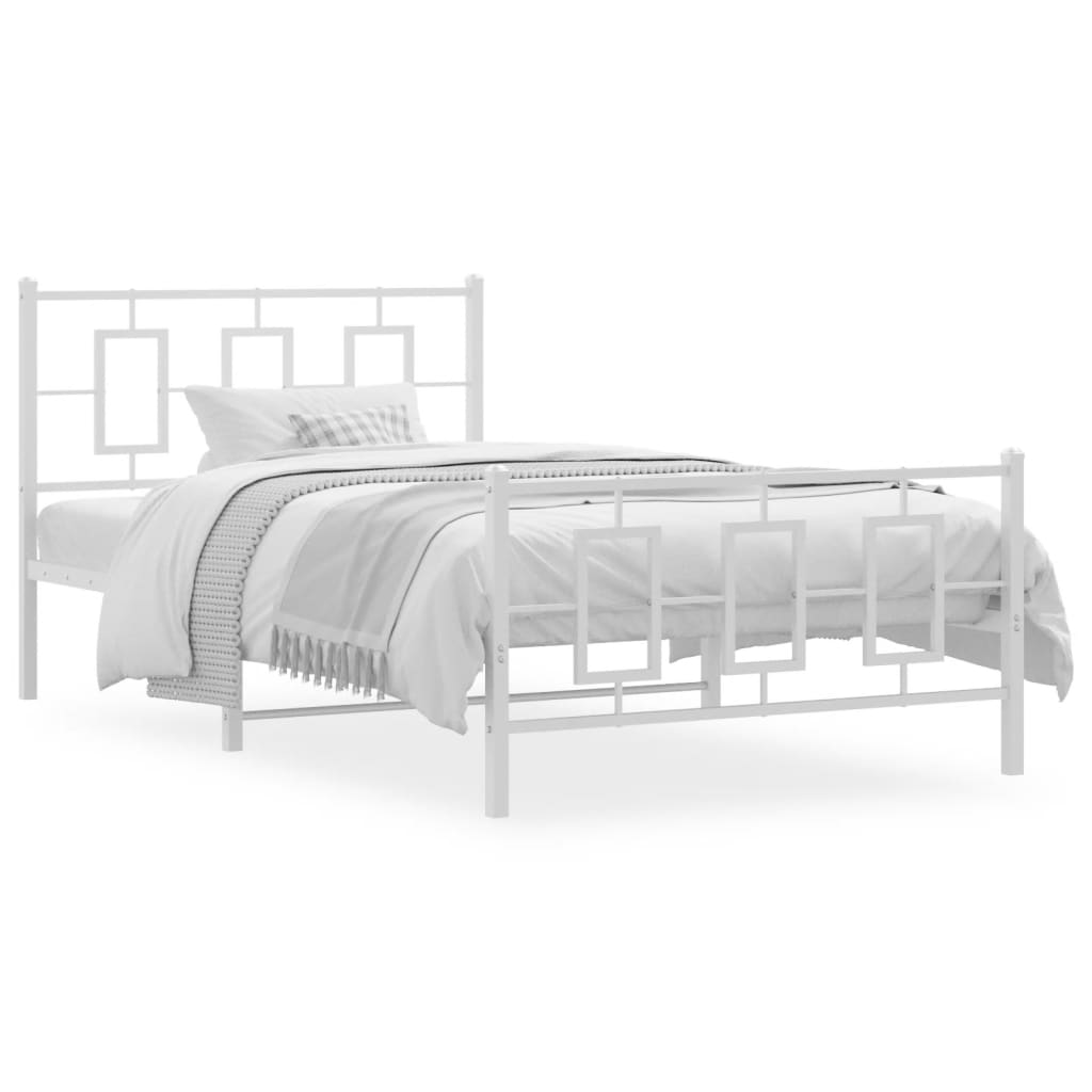 Estrutura de cama com cabeceira e pés 107x203 cm metal branco