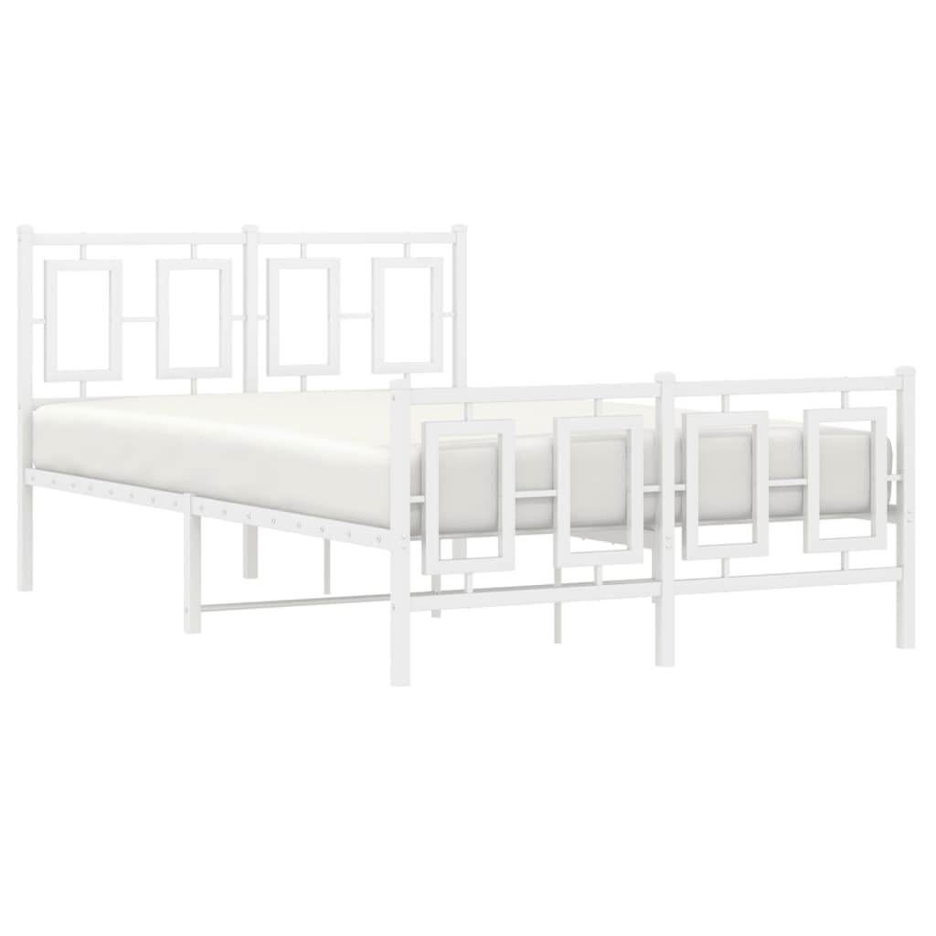 Estrutura de cama com cabeceira e pés 120x190 cm metal branco