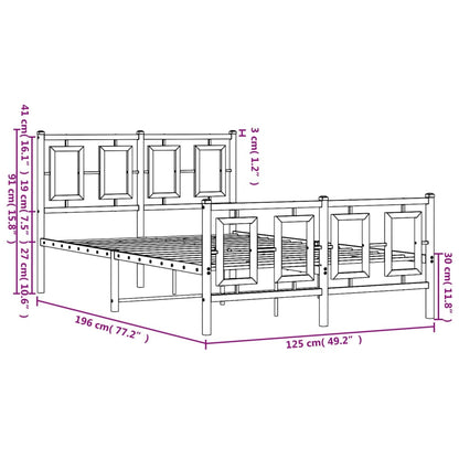 Estrutura de cama com cabeceira e pés 120x190 cm metal branco