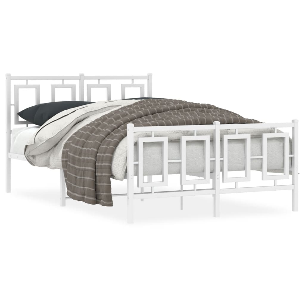 Estrutura de cama com cabeceira e pés 120x190 cm metal branco