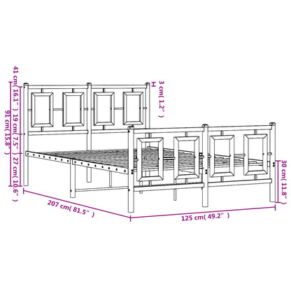 Estrutura de cama com cabeceira e pés 120x200 cm metal branco