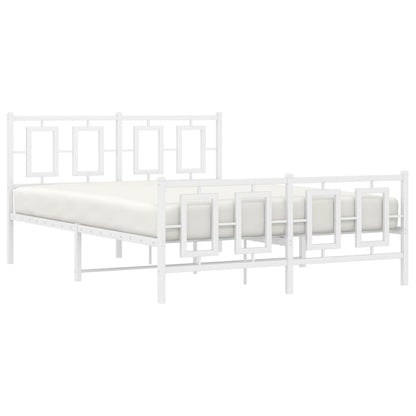 Estrutura de cama com cabeceira e pés 140x190 cm metal branco