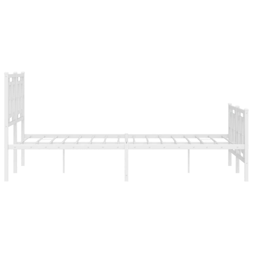 Estrutura de cama com cabeceira e pés 140x190 cm metal branco