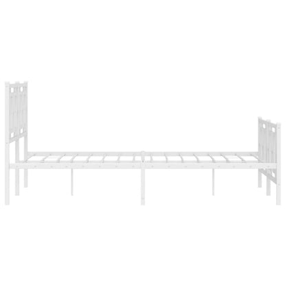 Estrutura de cama com cabeceira e pés 140x190 cm metal branco