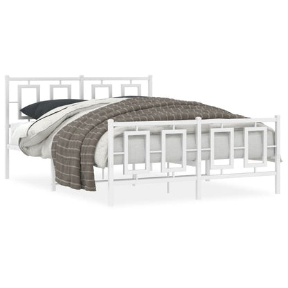 Estrutura de cama com cabeceira e pés 140x190 cm metal branco