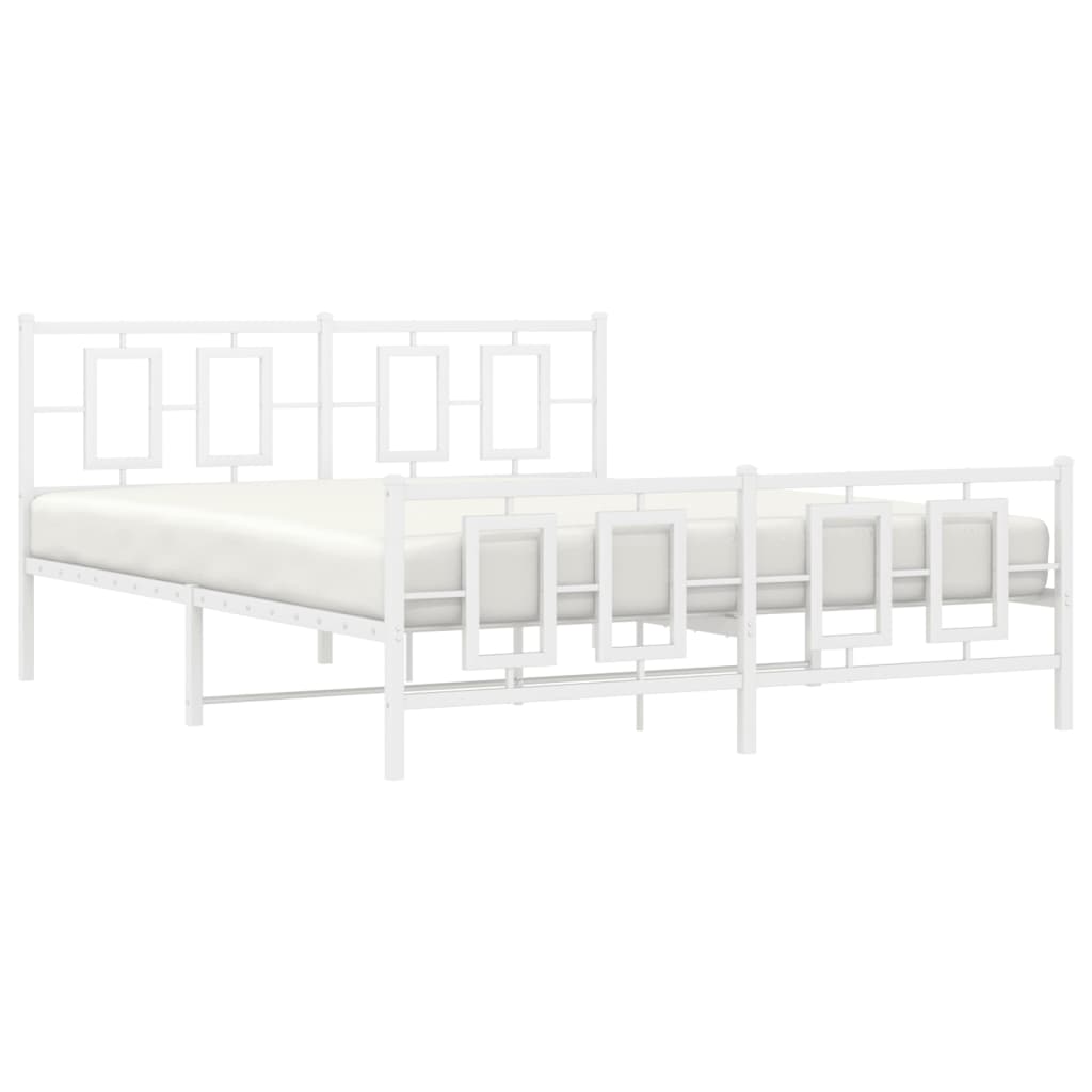 Estrutura de cama com cabeceira e pés 150x200 cm metal branco