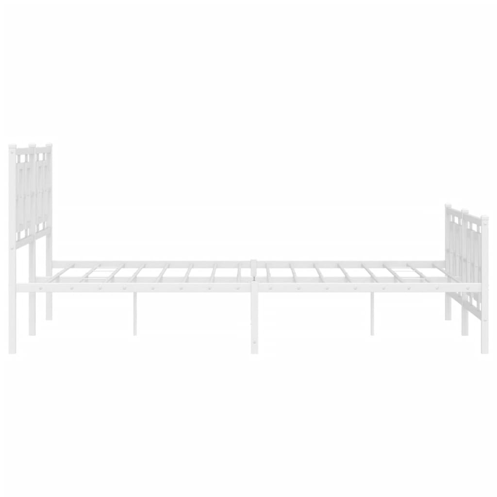 Estrutura de cama com cabeceira e pés 150x200 cm metal branco