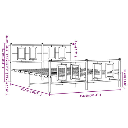 Estrutura de cama com cabeceira e pés 150x200 cm metal branco