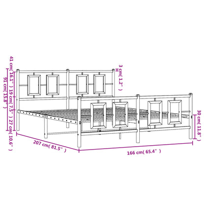 Estrutura de cama com cabeceira e pés 160x200 cm metal branco