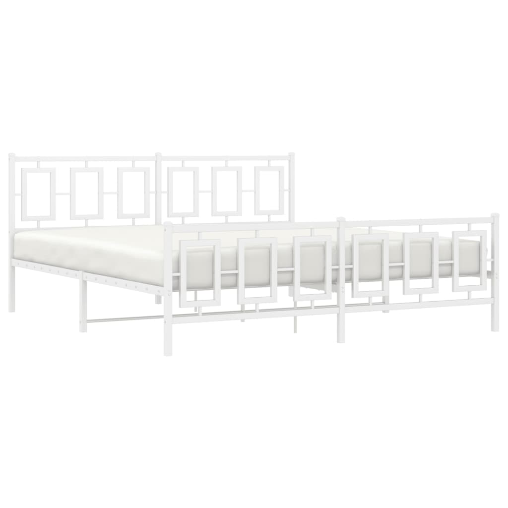 Estrutura de cama com cabeceira e pés 183x213 cm metal branco