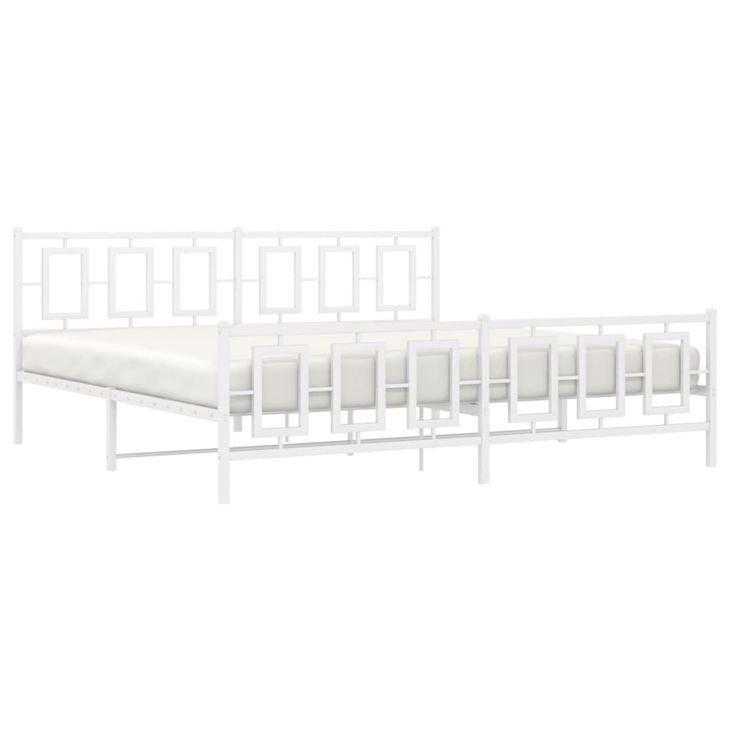 Estrutura de cama com cabeceira e pés 200x200 cm metal branco