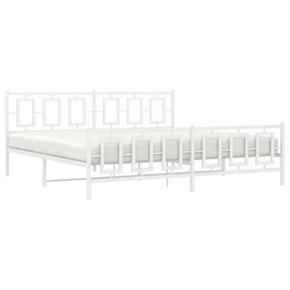 Estrutura de cama com cabeceira e pés 200x200 cm metal branco