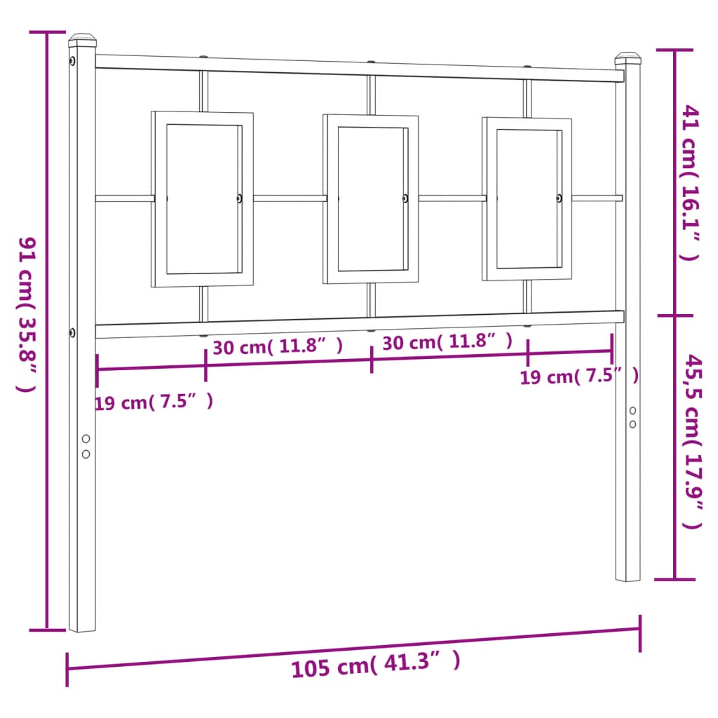 Cabeceira de cama 100 cm metal branco