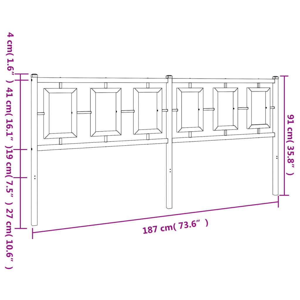 Cabeceira de cama 180 cm metal branco