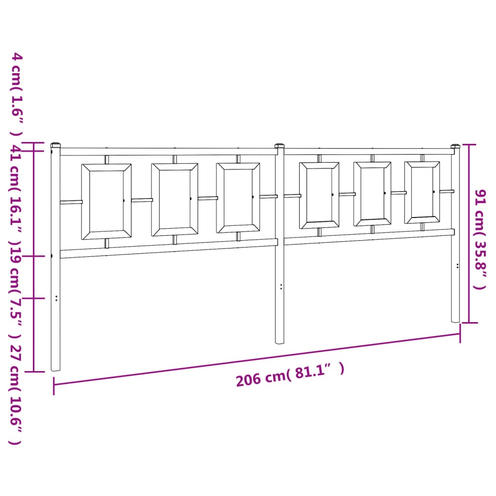 Cabeceira de cama 200 cm metal branco