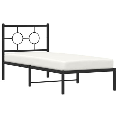 Estrutura de cama com cabeceira 75x190 cm metal preto