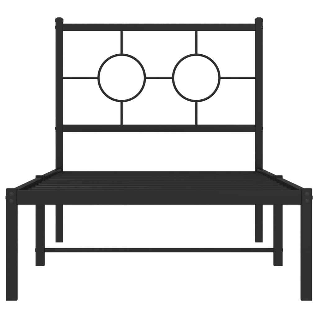 Estrutura de cama com cabeceira 75x190 cm metal preto