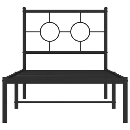 Estrutura de cama com cabeceira 75x190 cm metal preto