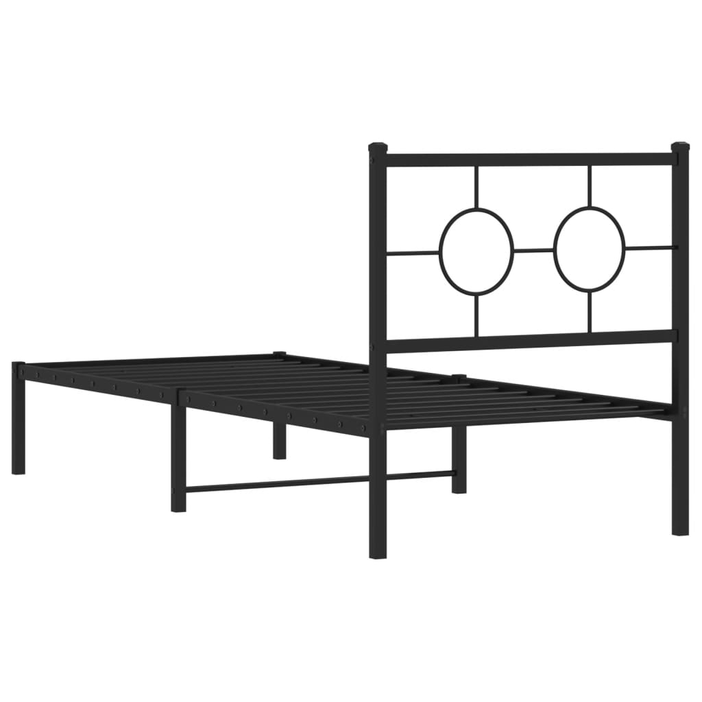 Estrutura de cama com cabeceira 75x190 cm metal preto