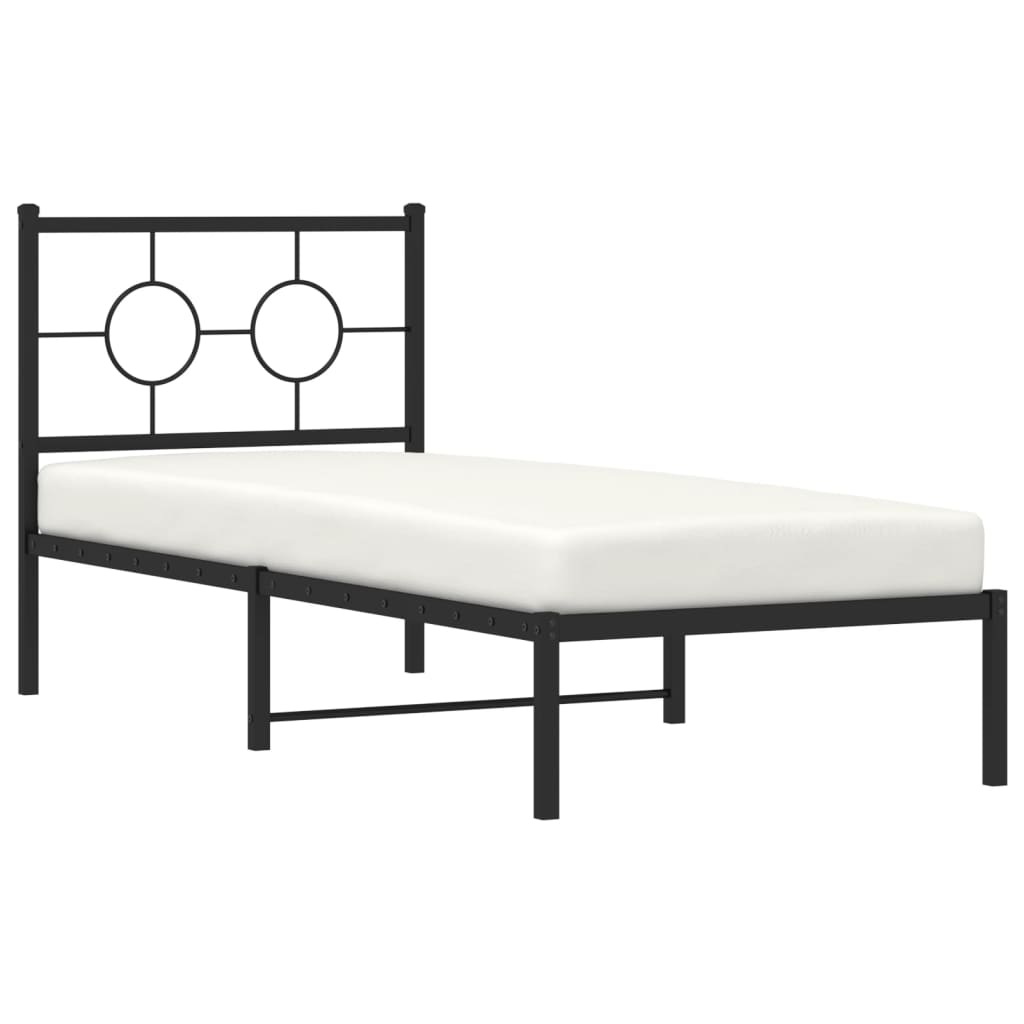 Estrutura de cama com cabeceira 80x200 cm metal preto