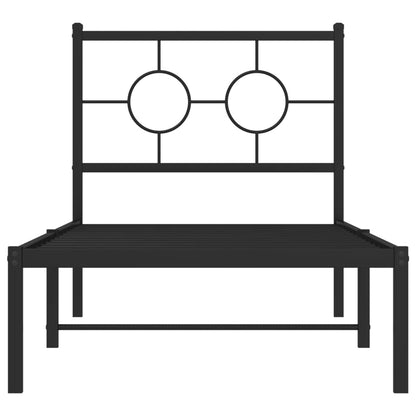 Estrutura de cama com cabeceira 80x200 cm metal preto