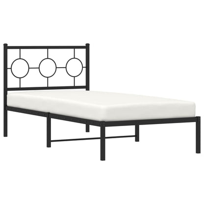 Estrutura de cama com cabeceira 90x190 cm metal preto