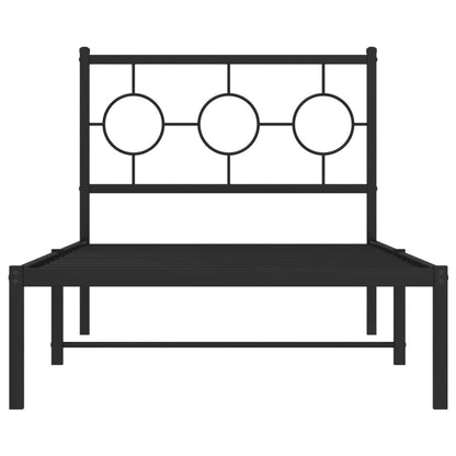 Estrutura de cama com cabeceira 90x190 cm metal preto