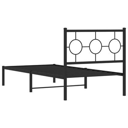 Estrutura de cama com cabeceira 90x190 cm metal preto