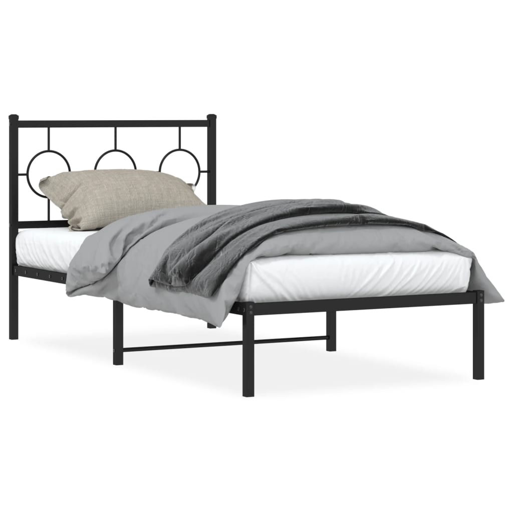 Estrutura de cama com cabeceira 90x190 cm metal preto