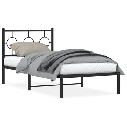 Estrutura de cama com cabeceira 90x190 cm metal preto