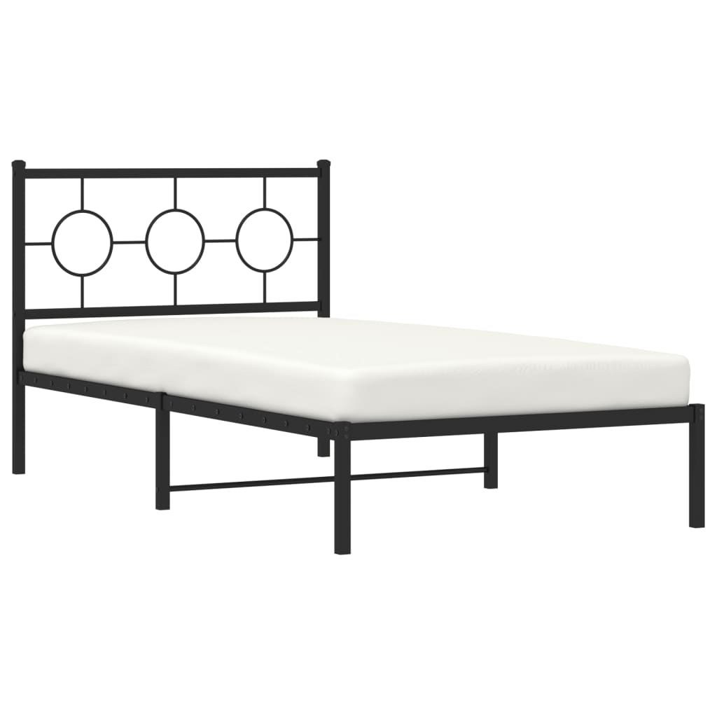 Estrutura de cama com cabeceira 100x190 cm metal preto