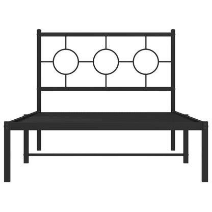 Estrutura de cama com cabeceira 100x190 cm metal preto