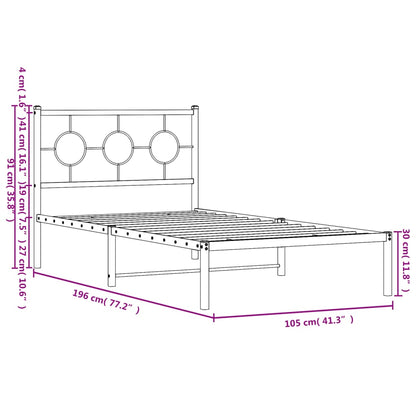 Estrutura de cama com cabeceira 100x190 cm metal preto