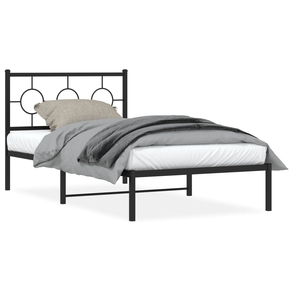 Estrutura de cama com cabeceira 100x190 cm metal preto